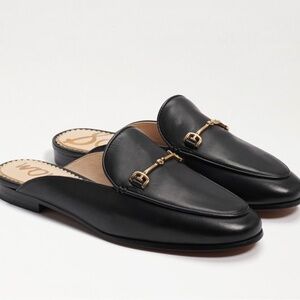 Sam Edelman Black Mules with Gold Buckle